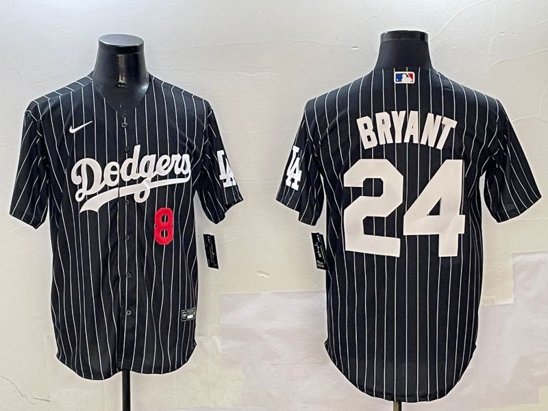 Men Los Angeles Dodgers 24 Bryant Black Stripe Jointly Name 2025 Nike MLB Jersey style 16